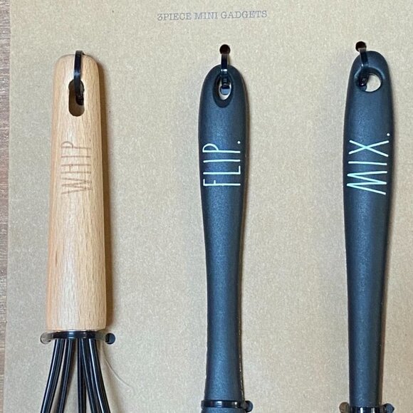 NEW - Rae Dunn - 3 piece SET - CUTE Mini Gadgets/Utensils SET - WHIP, FLIP, MIX - Picture 2 of 5